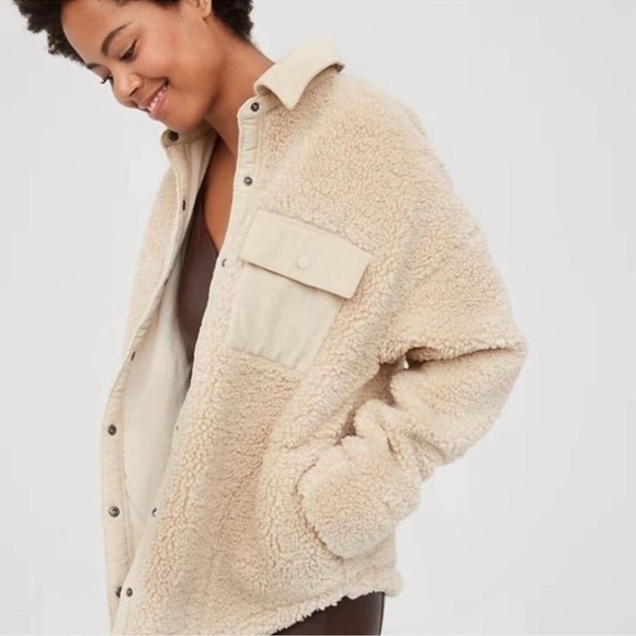 Aerie OFFLINE Small Sherpa Shirt Jacket Size Small - Picture 1 of 14